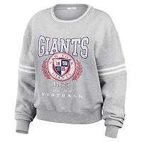 Sweat-shirt court gris chiné New York Giants pour femme WEAR by Erin Andrews
