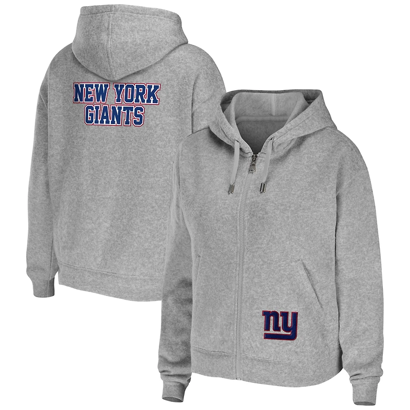 Sweat à capuche entièrement zippé WEAR by Erin Andrews Team New York Giants gris chiné pour femme