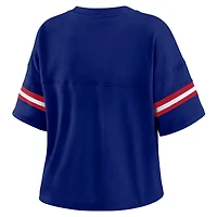 T-shirt à col en V blocs de couleurs bleu marine pour femme WEAR by Erin Andrews des New York Giants