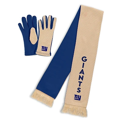 Women's WEAR by Erin Andrews New York Giants Tonal Microcheck Scarf & Glove Set