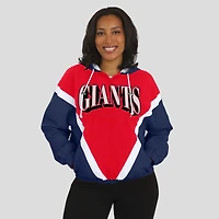 Coupe-vent à capuche entièrement zippé et froissé rétro rouge/bleu royal des New York Giants pour femmes par Erin Andrews