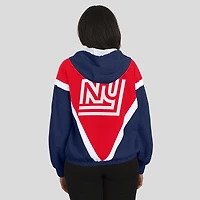 Coupe-vent à capuche entièrement zippé et froissé rétro rouge/bleu royal des New York Giants pour femmes par Erin Andrews