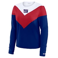 Women's WEAR by Erin Andrews Royal/Red New York Giants Chevron Tri-Blend Long Sleeve T-Shirt