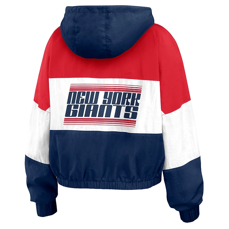 Veste coupe-vent zippée à blocs de couleurs New York Giants Royal/Red pour femme WEAR by Erin Andrews