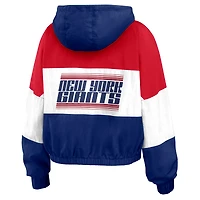 Veste coupe-vent zippée à blocs de couleurs grande taille WEAR by Erin Andrews Royal/Red New York Giants pour femme