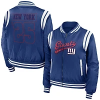 Women's WEAR by Erin Andrews Royal New York Giants Bomber Full-Zip Jacket