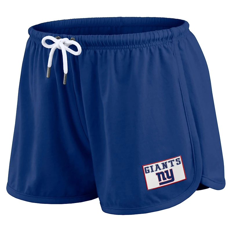 Ensemble de détente pour femme WEAR by Erin Andrews Royal New York Giants, composé d'un t-shirt à manches longues et short en jersey rugby épais