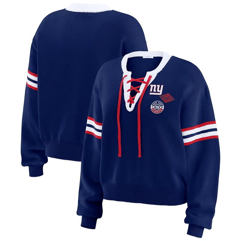 Sweat-shirt à lacets pour femme WEAR by Erin Andrews Royal New York Giants