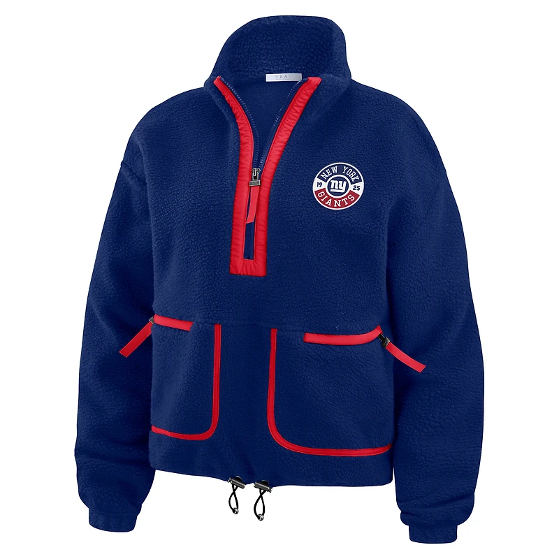 Veste polaire à demi-zip Royal New York Giants pour femme WEAR by Erin Andrews