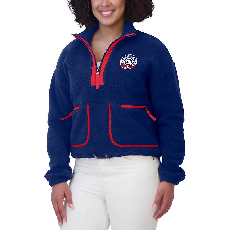 Veste polaire à demi-zip Royal New York Giants pour femme WEAR by Erin Andrews