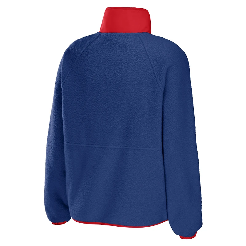 Veste polaire à boutons-pression raglan Royal New York Giants pour femme WEAR by Erin Andrews