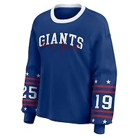 T-shirt de sport à manches longues Royal New York Giants pour femme WEAR by Erin Andrews