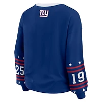 T-shirt de sport à manches longues Royal New York Giants pour femme WEAR by Erin Andrews