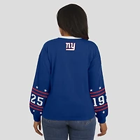 T-shirt de sport à manches longues Royal New York Giants pour femme WEAR by Erin Andrews