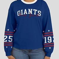 T-shirt de sport à manches longues Royal New York Giants pour femme WEAR by Erin Andrews