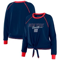 T-shirt à manches longues noué sur le devant pour femme WEAR by Erin Andrews Royal New York Giants