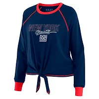 T-shirt à manches longues noué sur le devant pour femme WEAR by Erin Andrews Royal New York Giants