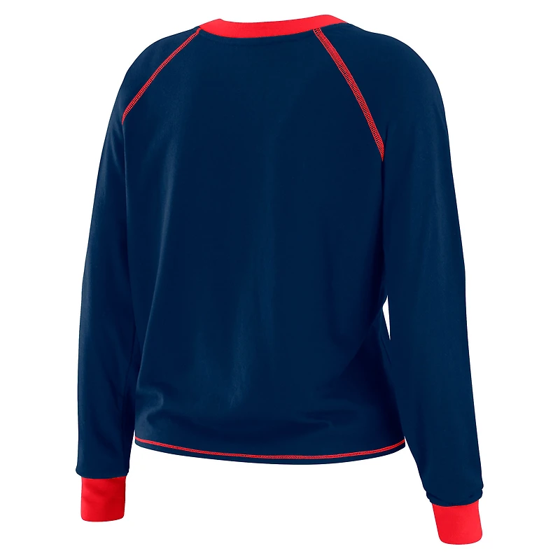 T-shirt à manches longues noué sur le devant pour femme WEAR by Erin Andrews Royal New York Giants
