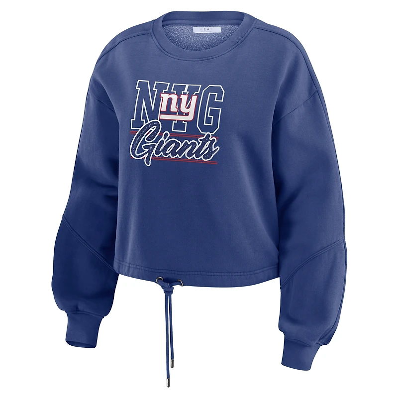 Ensemble de détente pour femme WEAR by Erin Andrews Royal New York Giants en polaire délavée avec t-shirt à manches longues et short