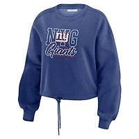 Ensemble de détente pour femme WEAR by Erin Andrews Royal New York Giants en polaire délavée avec t-shirt à manches longues et short
