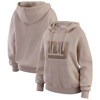 Pull ras du cou délavé beige New York Giants pour femme par Erin Andrews