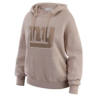 Women's WEAR by Erin Andrews  Tan New York Giants Washed Pullover Crewdie