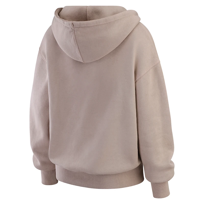 Pull ras du cou délavé beige New York Giants pour femme par Erin Andrews