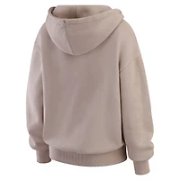 Pull ras du cou délavé beige New York Giants pour femme par Erin Andrews