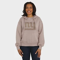 Pull ras du cou délavé beige New York Giants pour femme par Erin Andrews