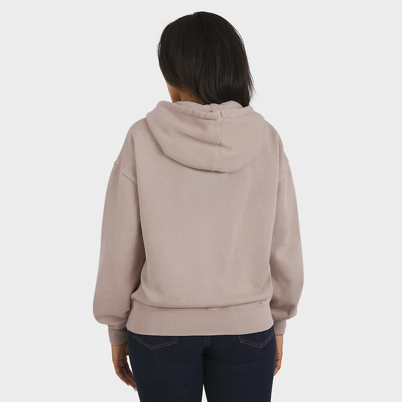 Pull ras du cou délavé beige New York Giants pour femme par Erin Andrews