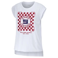 Women's WEAR by Erin Andrews White New York Giants Checker Muscle Tank Top