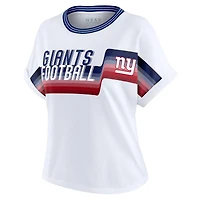 Women's WEAR by Erin Andrews White New York Giants Cropped Center Stripe Dolman T-Shirt