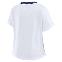 Women's WEAR by Erin Andrews White New York Giants Cropped Center Stripe Dolman T-Shirt