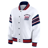 Women's WEAR by Erin Andrews White New York Giants Full-Snap Fleece Sweatshirt Jacket