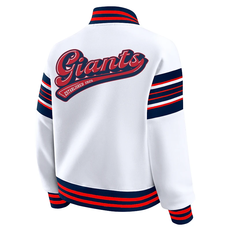 Women's WEAR by Erin Andrews White New York Giants Full-Snap Fleece Sweatshirt Jacket