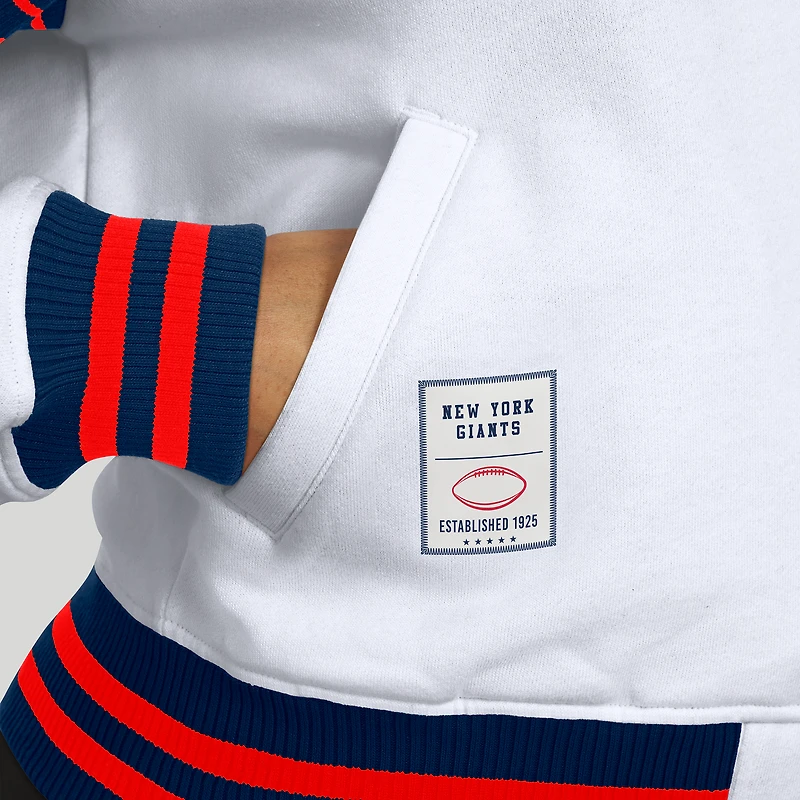 Veste sweat-shirt en polaire à boutons-pression blancs New York Giants pour femme WEAR by Erin Andrews