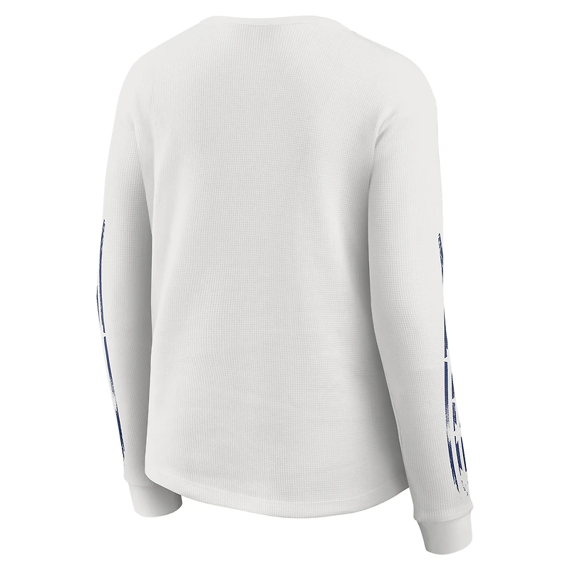 Women's WEAR by Erin Andrews  White New York Giants Graphic Waffle Long-Sleeve T-Shirt