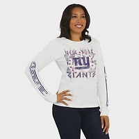 Women's WEAR by Erin Andrews  White New York Giants Graphic Waffle Long-Sleeve T-Shirt