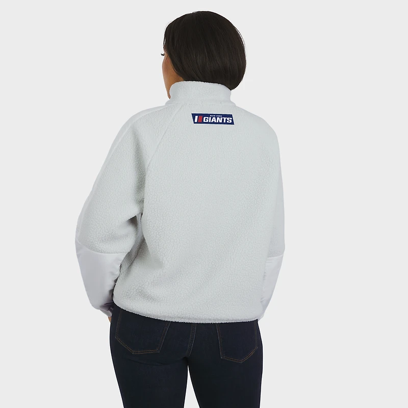 Women's WEAR by Erin Andrews White New York Giants Polar Fleece Half-Zip Jacket
