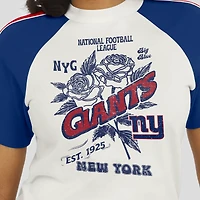 T-shirt raglan blanc à rayures et manches pour femme WEAR by Erin Andrews des New York Giants