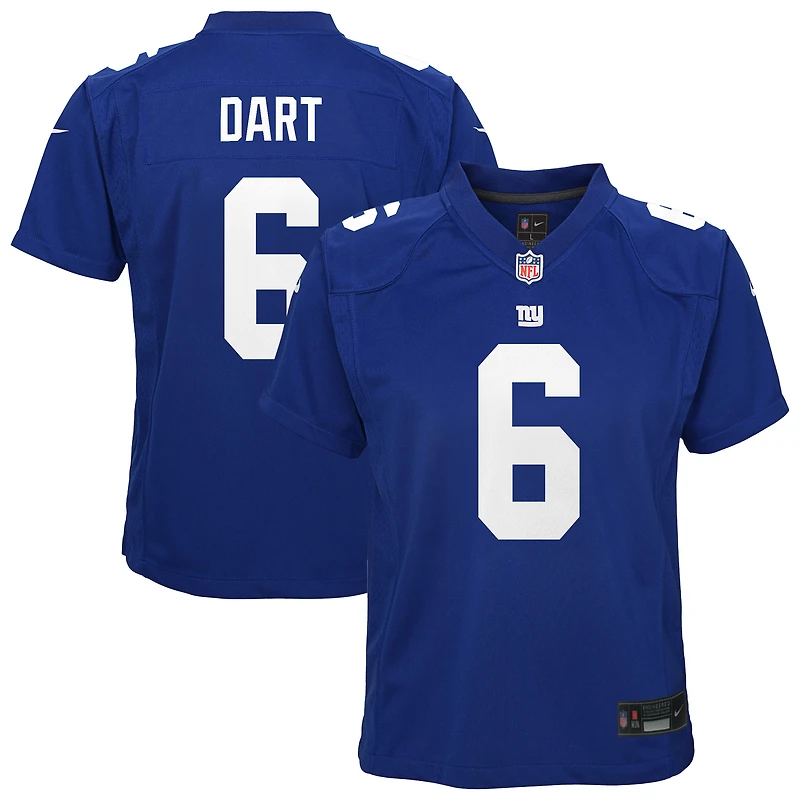 Maillot de match Nike Jaxson Dart Royal New York Giants pour jeunes