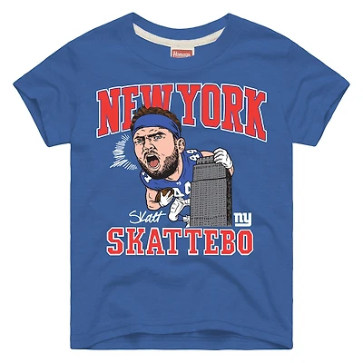 T-shirt Tri-Blend Caricature des Giants de New York, hommage aux jeunes, Cam Skattebo Royal