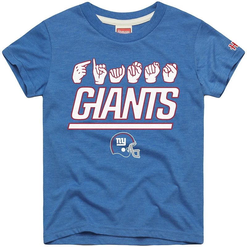 T-shirt Tri-Blend Hommage Jeunesse Royal New York Giants Love Sign x ASL 2.0