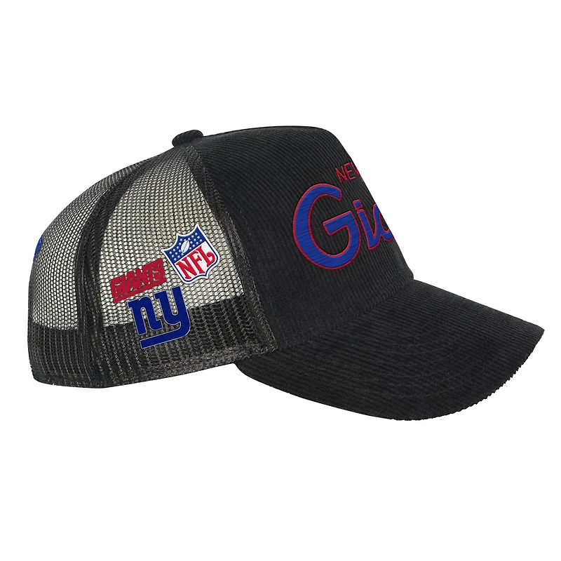 Youth Mitchell & Ness Black New York Giants Times Up Precurved Trucker Adjustable Hat