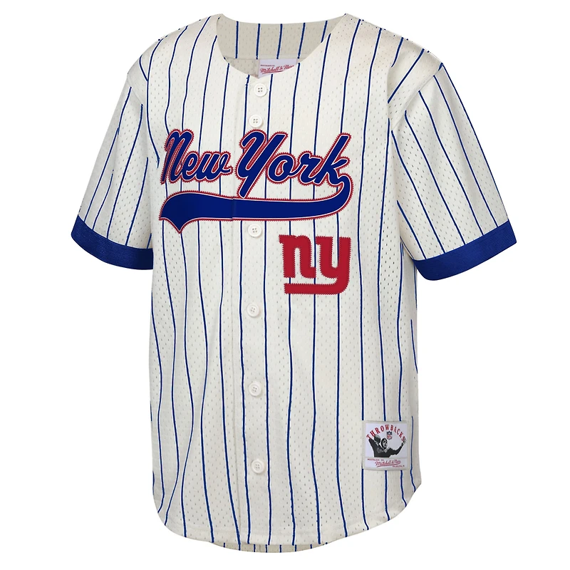 Maillot de baseball pour jeunes Mitchell & Ness Lawrence Taylor Cream, joueur retraité des New York Giants, nom et numéro