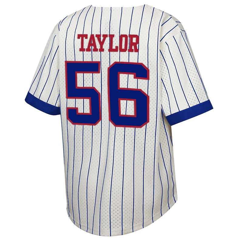 Maillot de baseball pour jeunes Mitchell & Ness Lawrence Taylor Cream, joueur retraité des New York Giants, nom et numéro