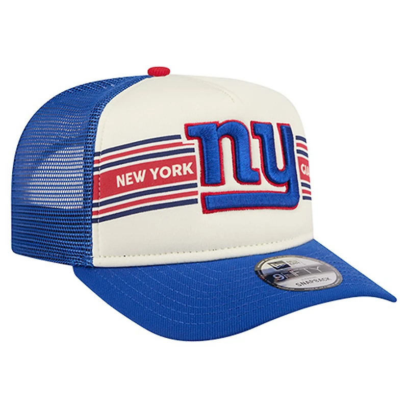 Youth New Era Cream/Royal New York Giants Banner 9FIFTY A-Frame Adjustable Trucker Hat