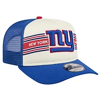 Youth New Era Cream/Royal New York Giants Banner 9FIFTY A-Frame Adjustable Trucker Hat