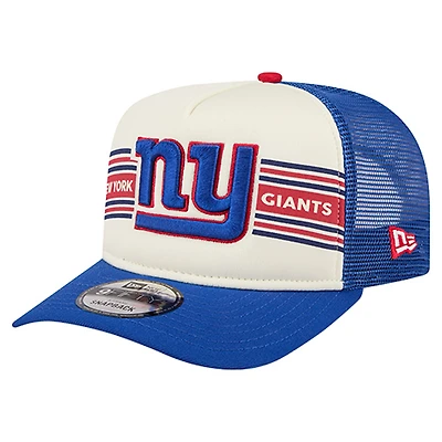 Youth New Era Cream/Royal New York Giants Banner 9FIFTY A-Frame Adjustable Trucker Hat