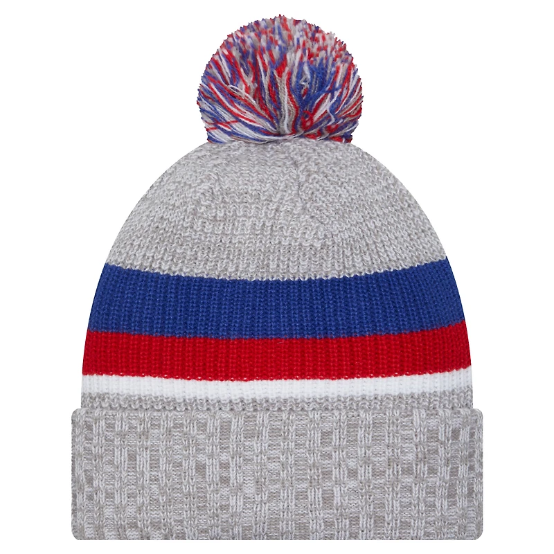 Bonnet en tricot à revers New Era Heather Grey New York Giants pour jeune avec pompon